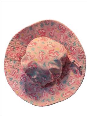 Playful Pink Mermaid Kitte Bucket Hat With Adjustable Drawstring for Girls